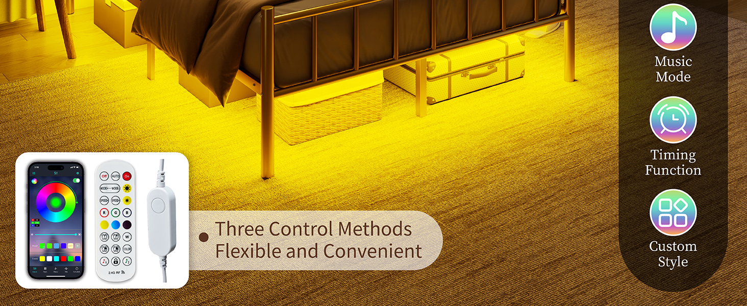 LUXOAK Twin Size Metal Bed Frame with Adjustable Headboard