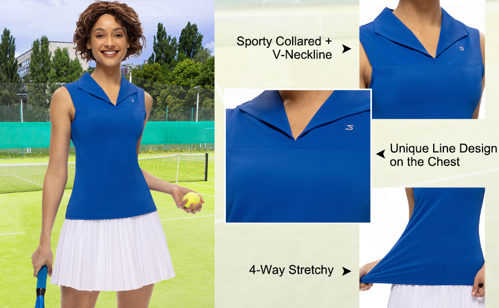 Women's Golf Shirts Sleeveless V Neck Quick Dry UV Sun Protection Activewear Active Tank Top