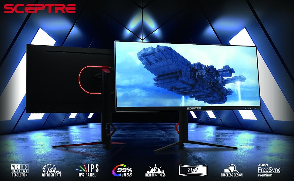 Sceptre 34" IPS UltraWide QHD 3440 x 1440 219 Gaming Monitor up to 144Hz