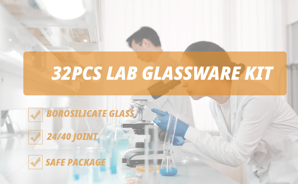 32 PCS Laboratory Glassware Kit, funchic Lab Distillation Apparatus