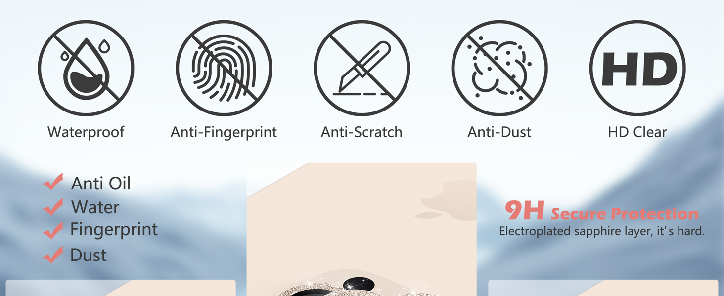 imluckies Glitter Camera Lens Protector for iPhone 16 Pro - iPhone 16 Pro Max, AR+AF Tempered Glass, 9H Ultra-Tough Metal Individual Lens Cover, HD Clear Camera Accessories - Bling Desert Titanium 12 Waterproof, Anti-Fingerprint, Anti-Scratch, Anti-Dust, HD Clear