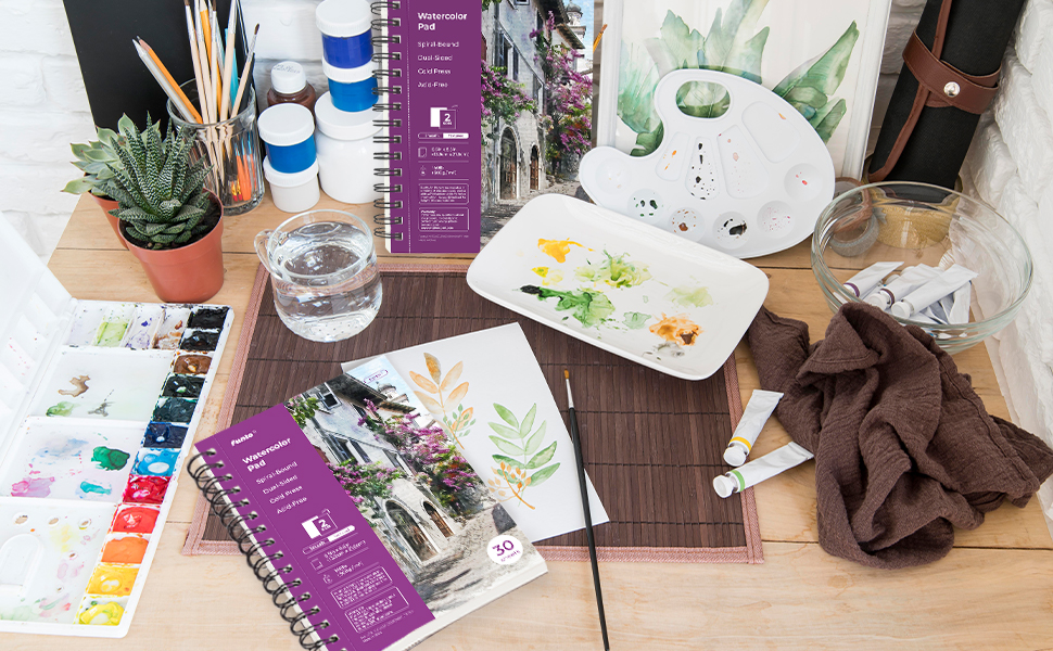 Funto Watercolor Pad 5.5x8.5", 3Pack, 90 Sheets (140 lb