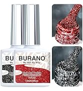 BURANO Red Reflective Glitter Gel Nail Polish, 2 Bottles UV Sparkle Nail Polish Black Gel, 7.3ml ...