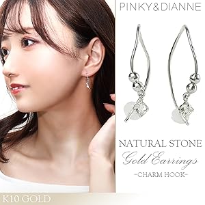 ホワイトトパーズ k10　フックピアス　大粒10ミリ ホワイトトパーズ k10 フックピアス 大粒10ミリ K10YGフレッシュ