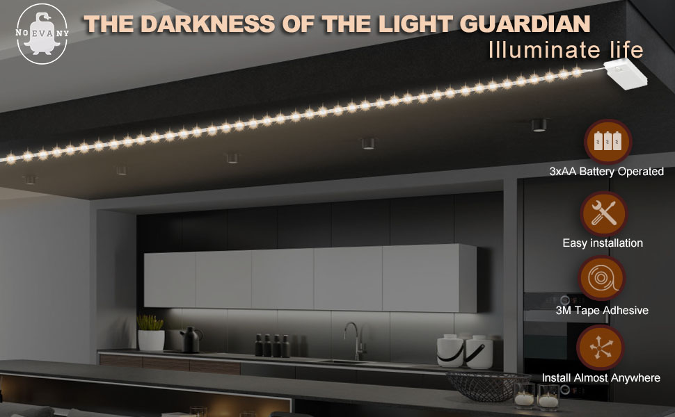 Noevany Battery Powered Under Lighting, Wireless LED Strip