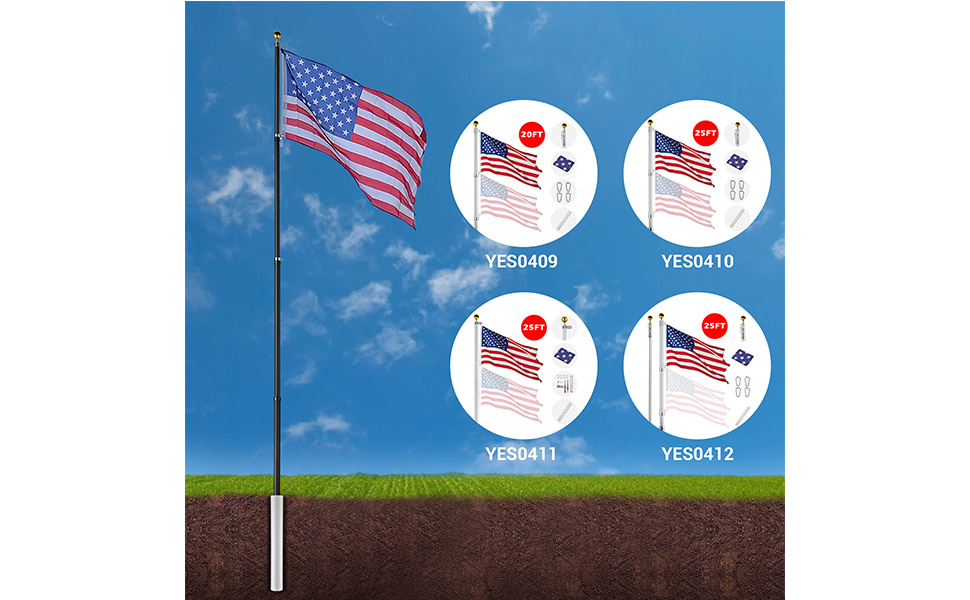 ZeHuoGe Flag Pole Ground Sleeve 2 3/16" for 20ft and 25ft