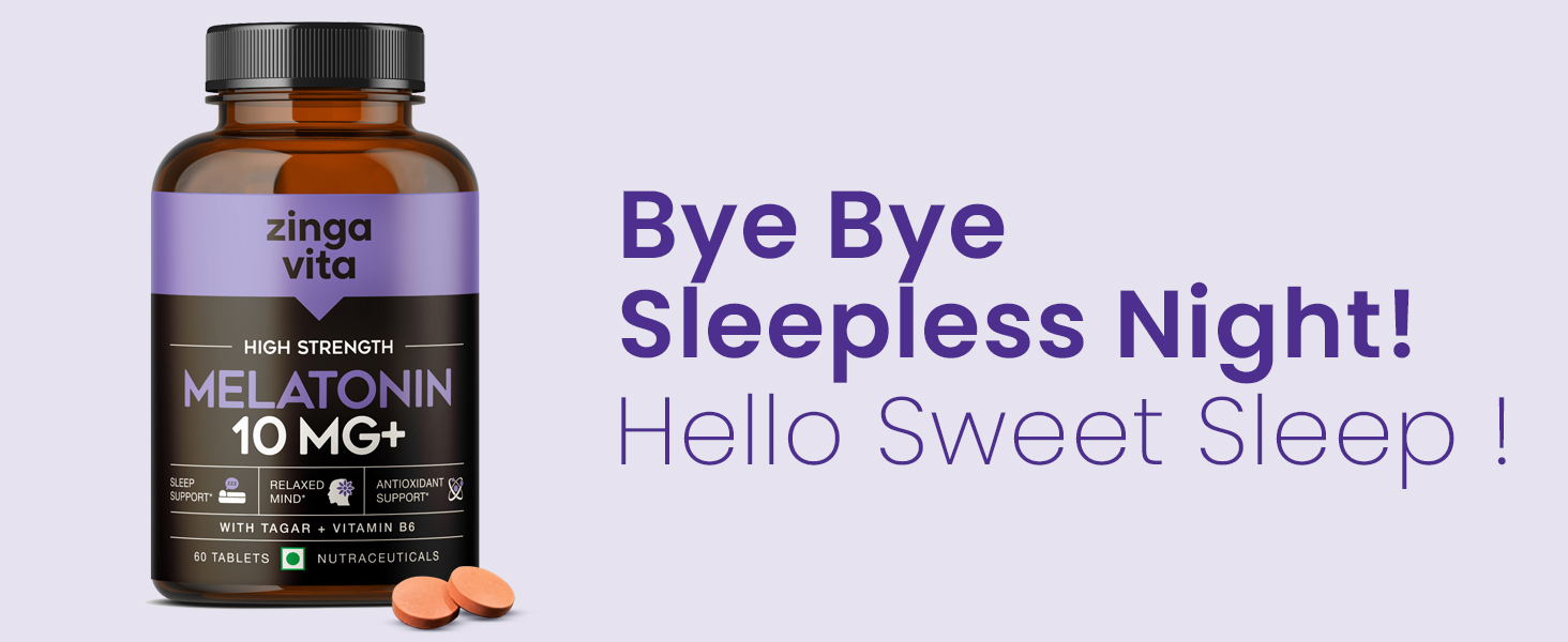 Zingavita Plant Based Melatonin 10mg Tablets (60 Count) With Tagar