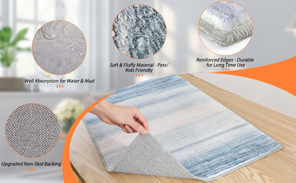 Door Mat, Front Indoor Door Mat Faux Wool NonSlip Entryway