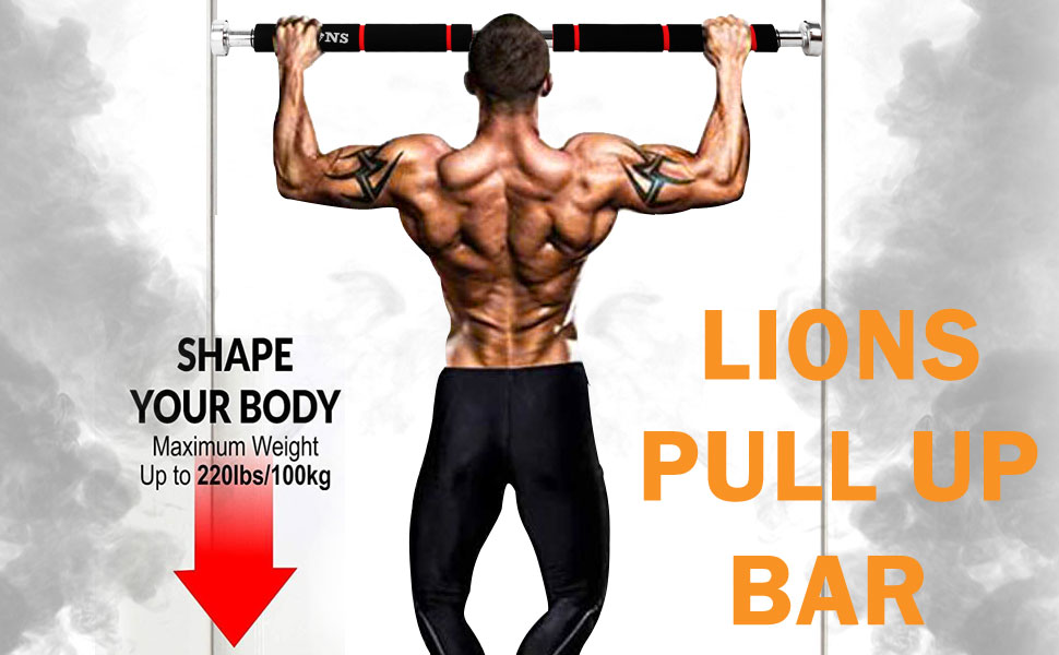 Lions DoorFrame PullUp Bar, Wide Grip HeavyDuty Metal and Foam Chin