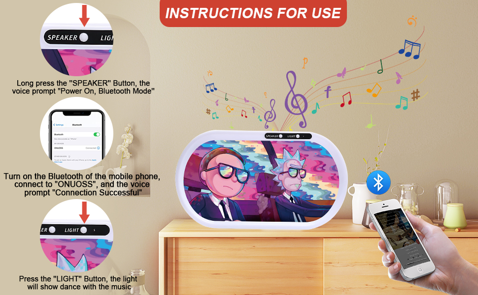 Bluetooth Speaker LED Rolling Tray Light Up Glow Tray with 7 Colors Party Mode