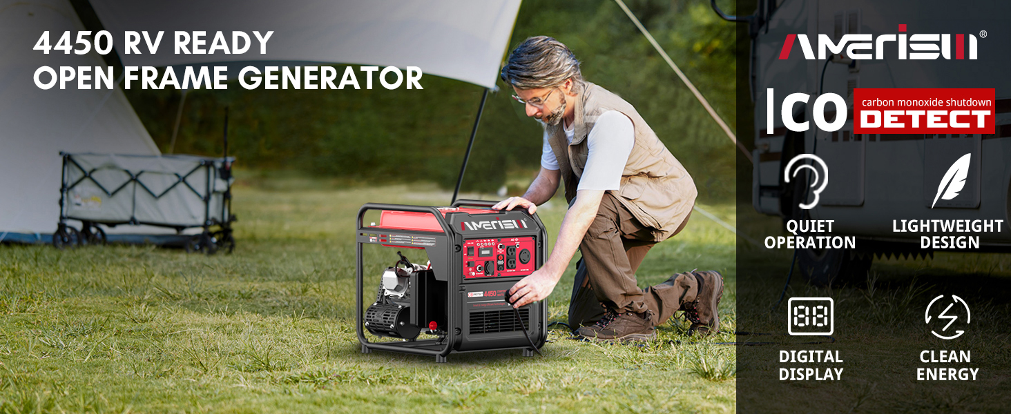 AMERISUN Portable Inverter Generator 4450W, Gas Powered