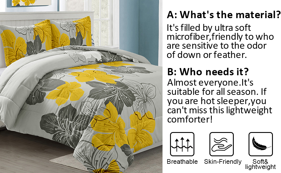 Yellow Comforter Set California King Colorful Floral