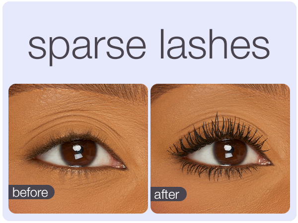 tarte tartelette tubing mascara before and after image of sparse lashes
