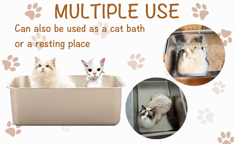 Tfwadmx Stainless Steel Litter Box for Cat Metal Cat Litter