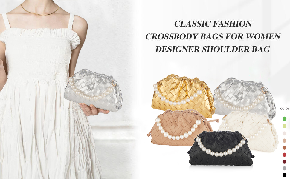 UPSONG Woven Dumpling Crossbody Bag for Women PU Leather