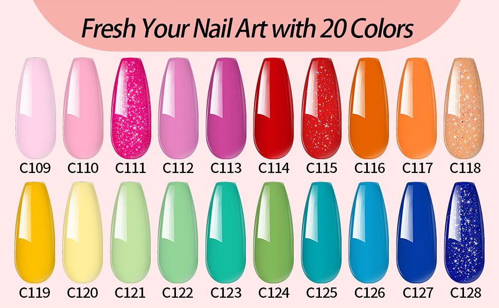 pink red gel polish set blue green gel polish set orange yellow gel polish