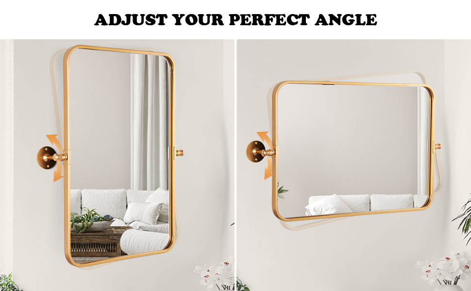 KARTOOSH Bathroom Mirror Metal Framed Pivot Mirror