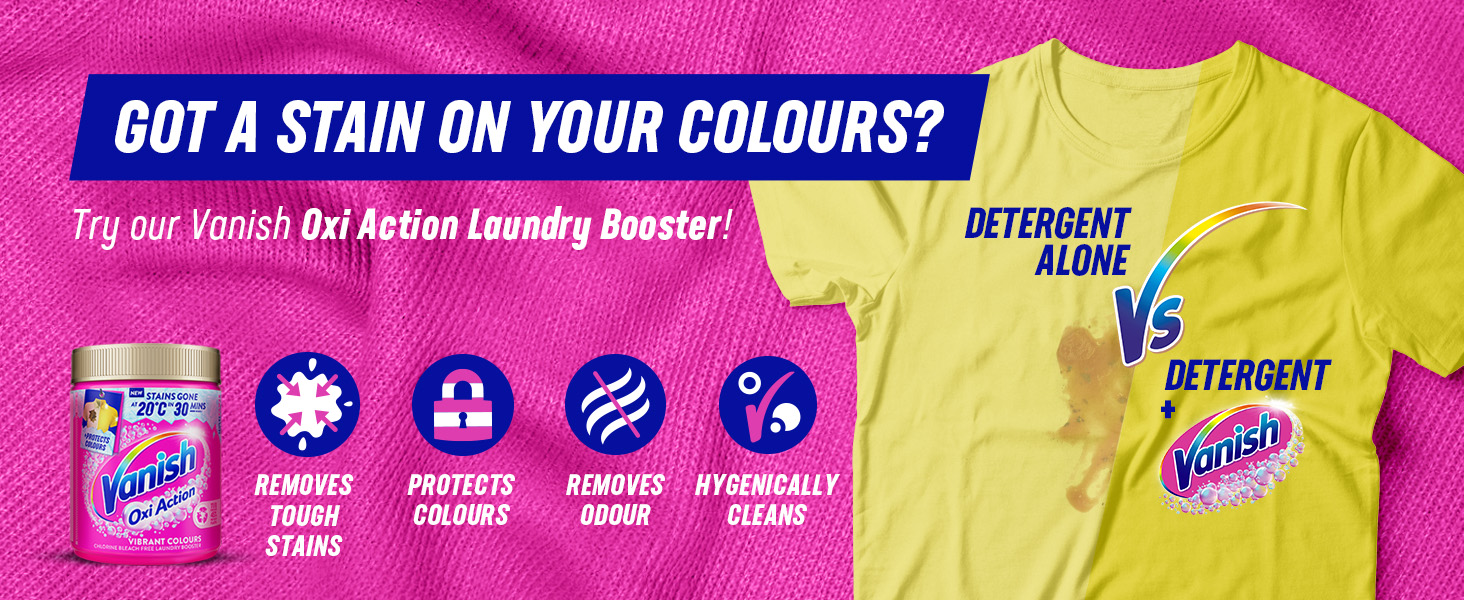 Vanish Gold Oxi Action Stain Remover & Whitening Booster Powder For Whites 1.9 kg Removes