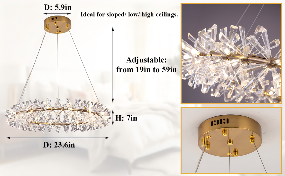 Axamate Modern Crystal Chandeliers D24 Gold Ring Chandelier
