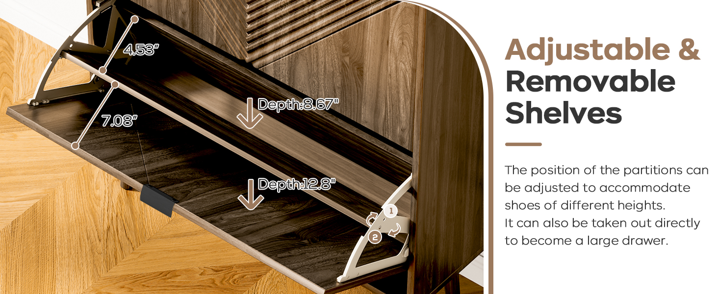 oakvivo Freestanding Shoe Cabinet with 2 Flip Drawers, Shoe Cabinet, Shoes Storage Cabinet