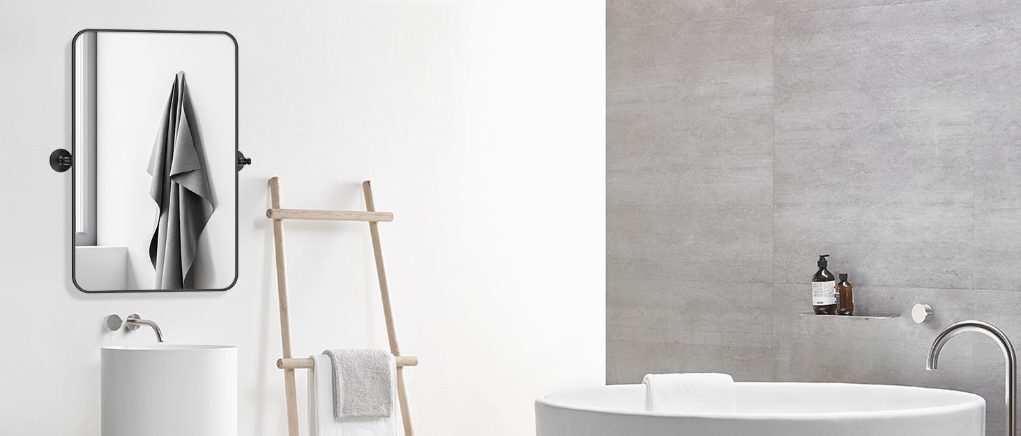 Brightify Black Pivot Bathroom Vanity Mirror, 24 x 36 Inch