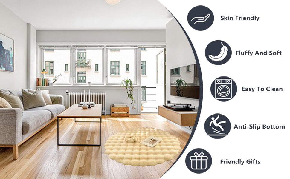 Round Rabbit Plush Rug