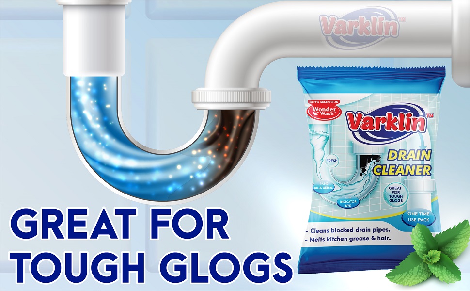 Varklin Drain Cleaner Melts Butter, Grease & Kitchen Oils. Dissolves