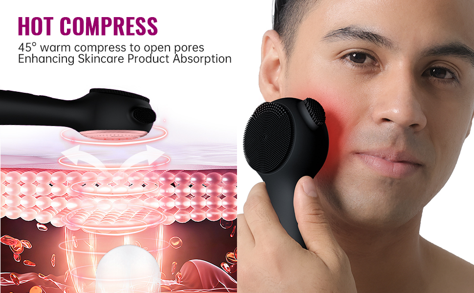 facial cleansing brush with Hot compress function
