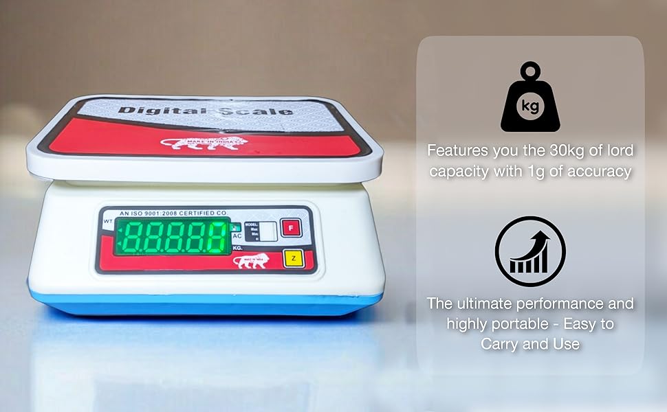 Dhara 30Kg digital weight machine for shop and kitchen green display weighing scale 72hrs