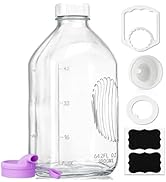 64 Oz Heavy Duty Glass Milk Bottle with Reusable Airtight Strong SCREW LID - Half Gallon Glass Wa...