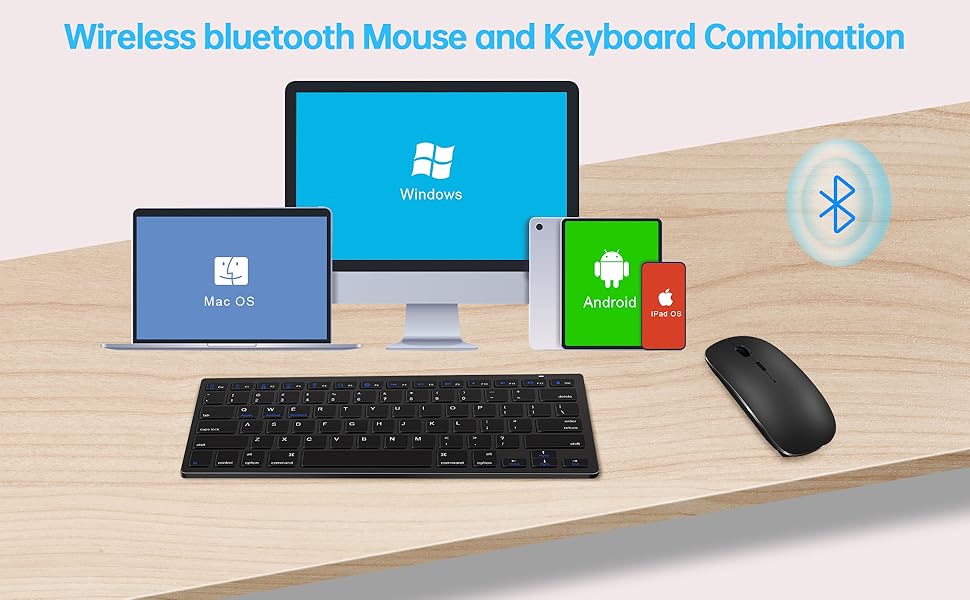 Wireless Keyboard and Mouse,Bluetooth Keyboard and mouse set, Portable