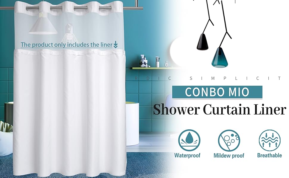 Snap in Shower Curtain Liner Replacement Shower Curtain Liner Removable