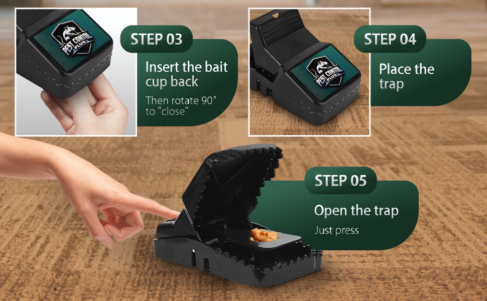 Showing how to use the trap by putting bait in the cup