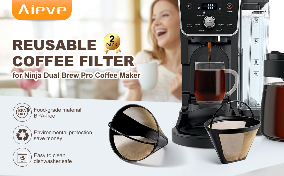 AIEVE Reusable Coffee Filter for Ninja Dual Brew Pro Coffee