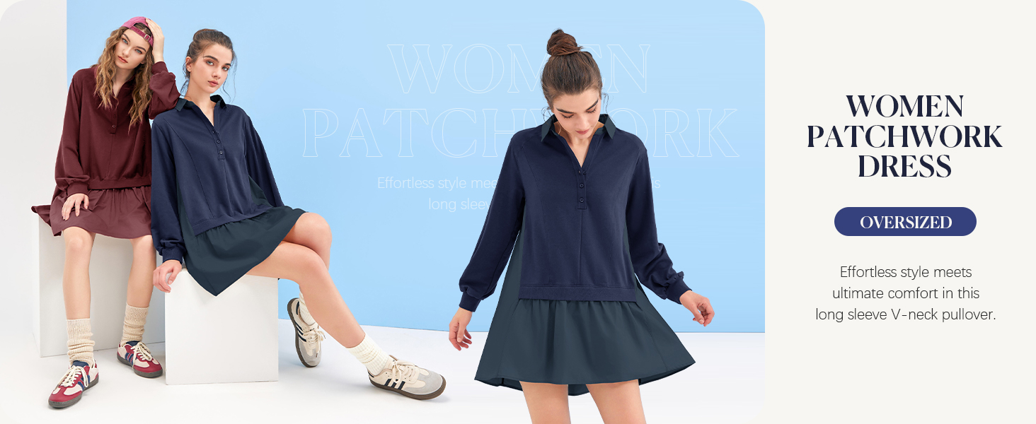 Fisoew Womens Oversized Sweatshirt Dress