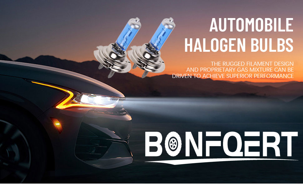 BONFQERT White Vehicle Halogen H7 Xenon Headlight Bulb Super Bright Headlamp H7, 100W 12V HID