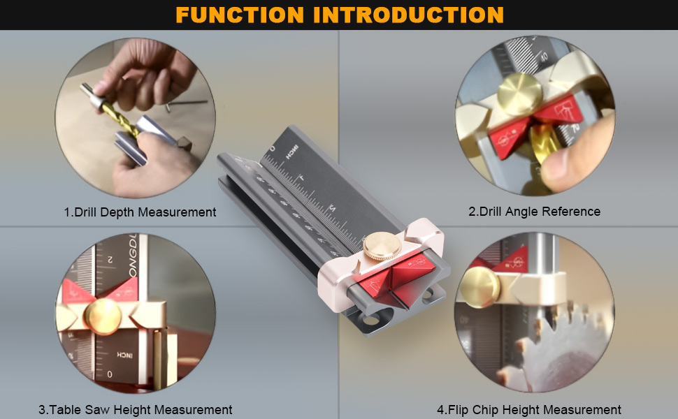 Drill Depth Measuring Gauge 3 in 1 Multifunction Depth Gauge Drill Stop