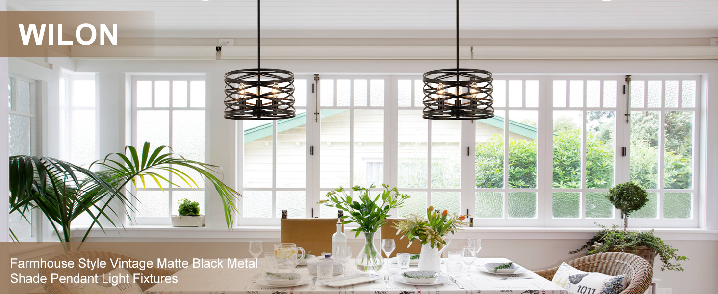 Farmhouse Chandeliers for Dining Room, 3Light Pendant Lighting for