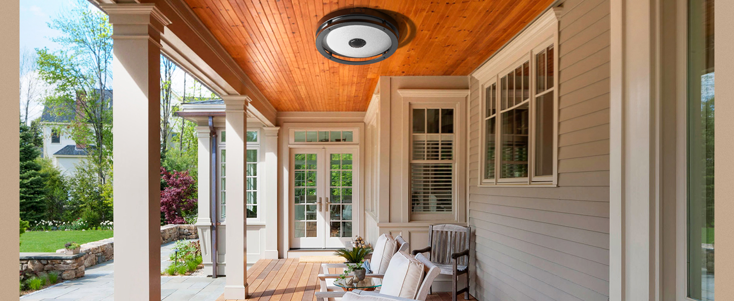 Slypadan Outdoor Motion Sensor Flush Mount Ceiling Light, LED 13.5W Ceiling Light Fixture