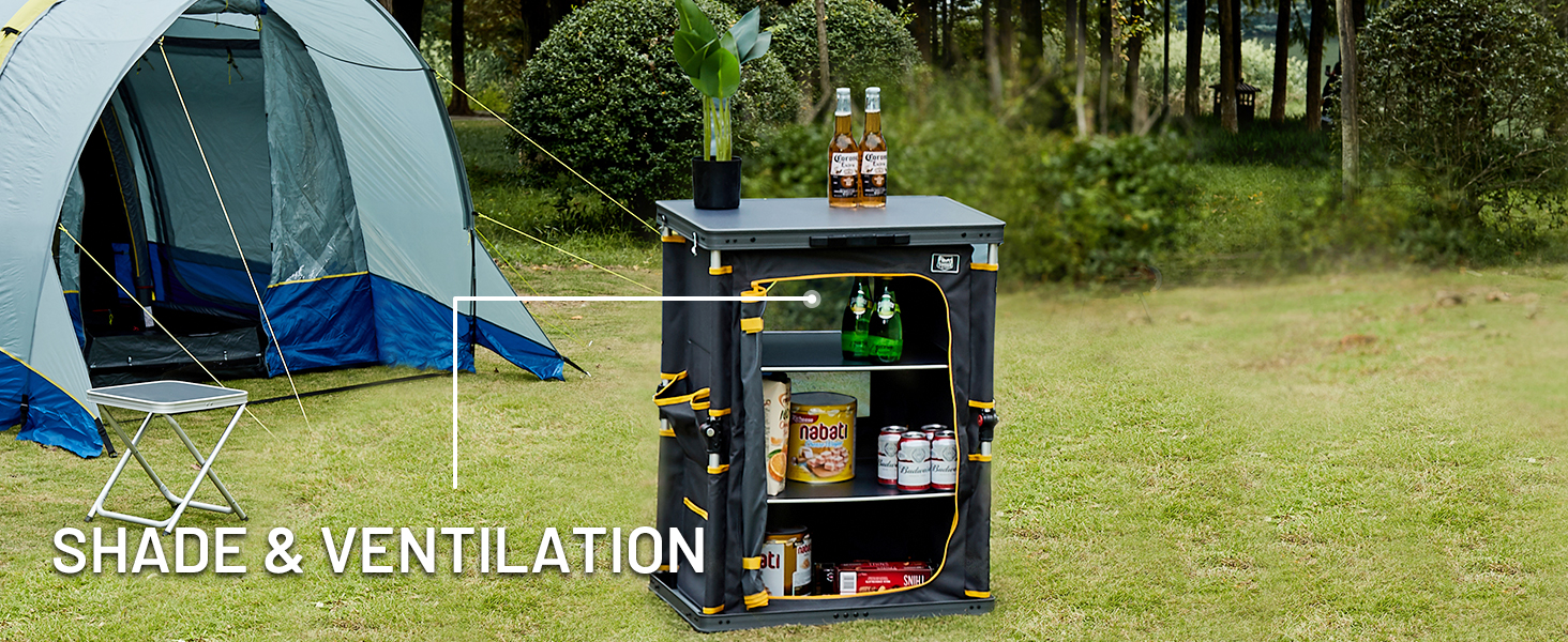 TIMBER RIDGE Camping Cupboard Pop Up Folding Camping Storage Unit