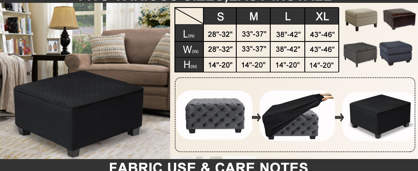 black ottoman cover square measurement
