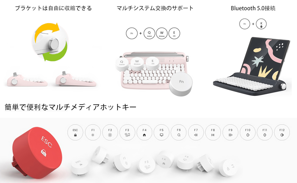 Amazon.co.jp: YUEFAN-Actto ワイヤレス Bluetoothキーボード