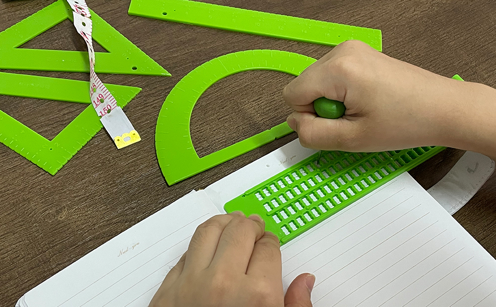 Protractor, Ruler, Square(30°/60°), Soft Tape, Braille