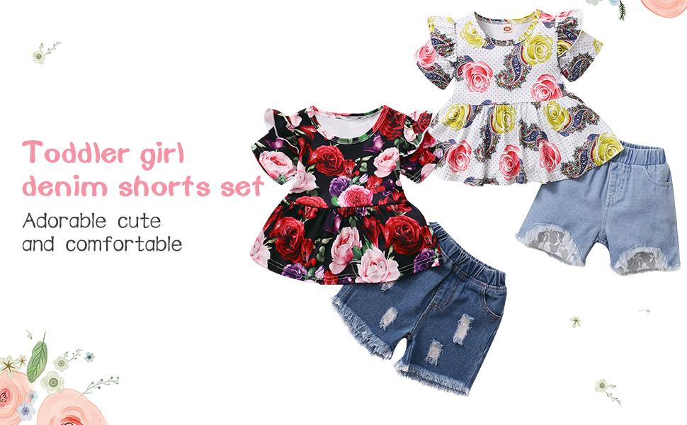 toddler girl denim shorts set
