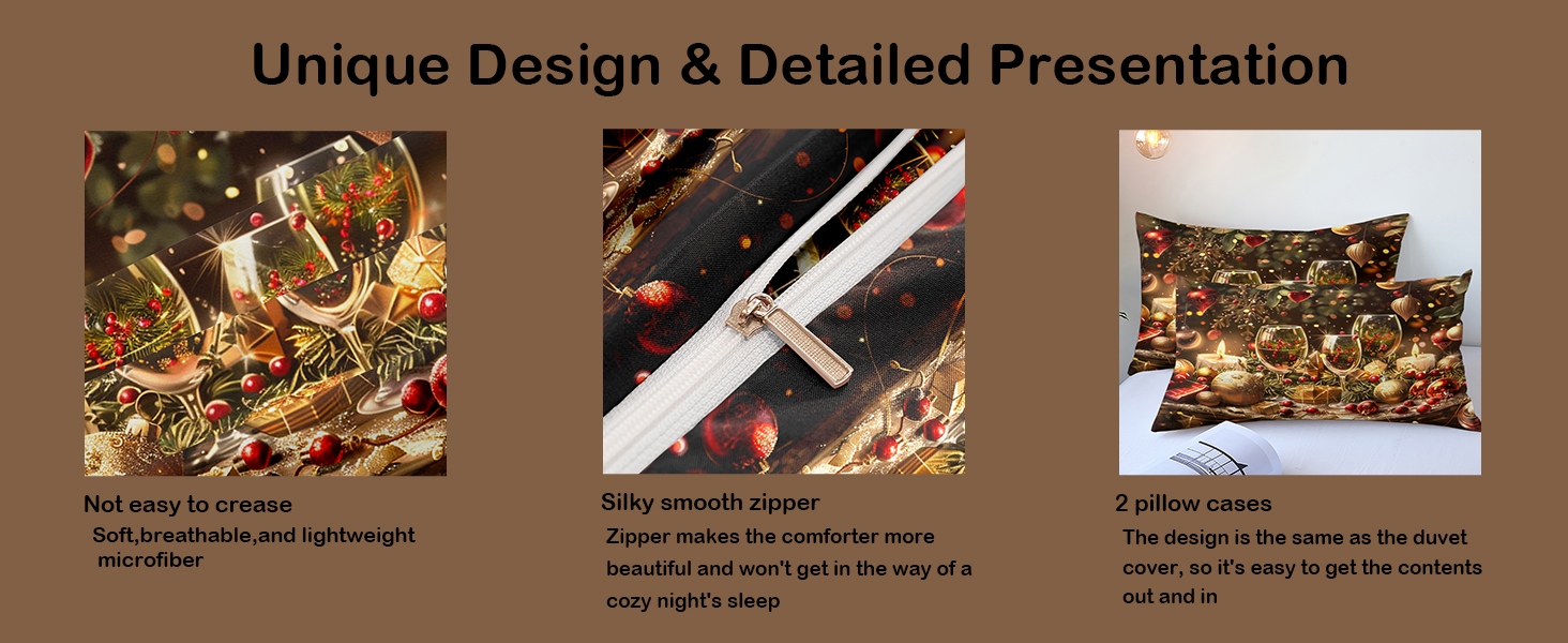 Bildenly Christmas Comforter Set Queen Size 3D Patterned