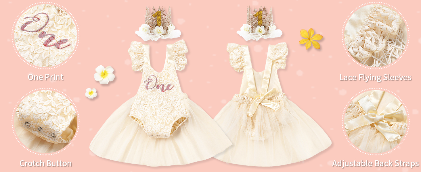 Baby Girl 1st Birthday Lace Dress