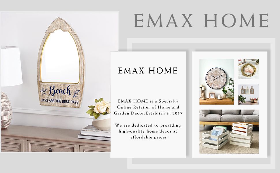 Rustic Wood Framed Wall Mirror for Beach... 9 Ocean Theme - Beach Mirrors Decor for Bedroom, Bathroom, Living Room