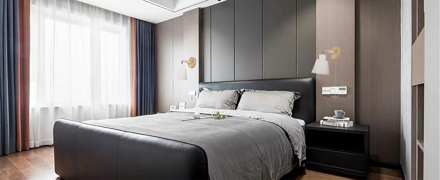 Modern Rotatable White Indoor Wall Lamp With Pull Cord Switch