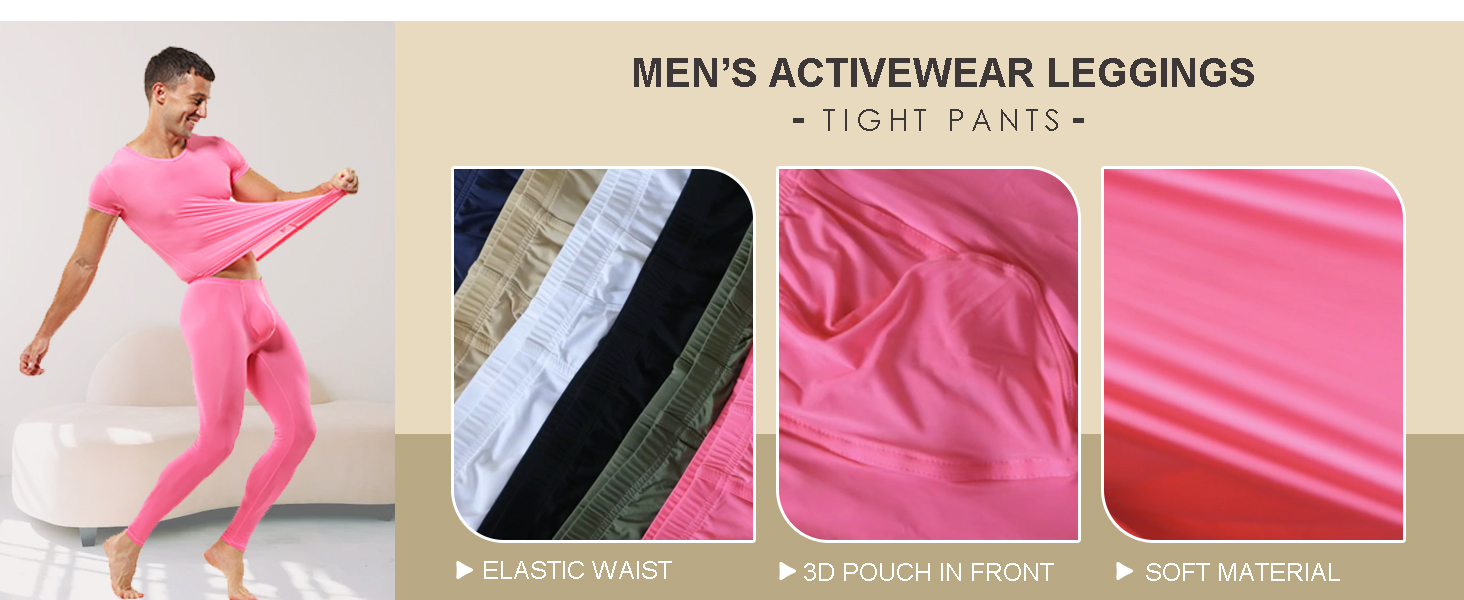 Mens Long Activewear Leggings Solid Casual Training Tights Workout Yoga Pants