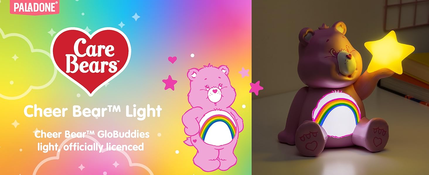 Paladone Care Bears Cheer Bear GloBuddies Night Light, Officially Licensed 3D LED Mood Lamp